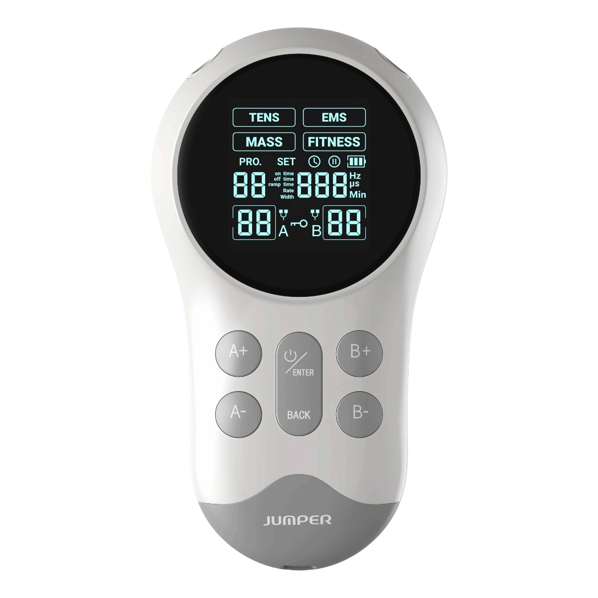 TENS Vitality Pro – avanceret TENS- og EMS-apparat med digital LCD-skærm til smertelindring, muskelstimulering og massage.